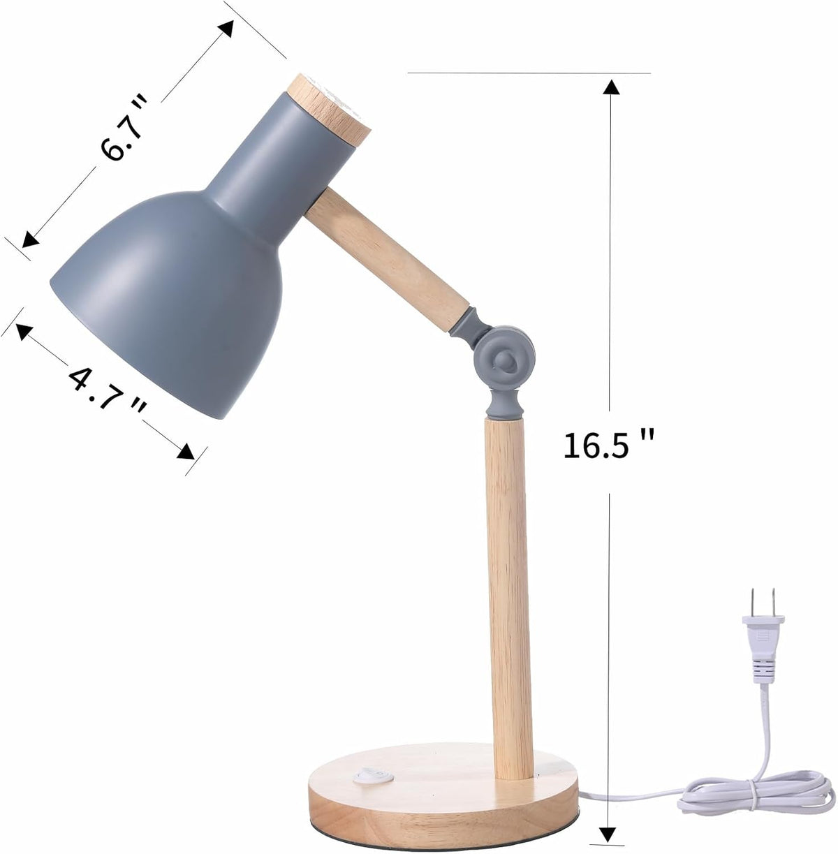 Adjustable Wooden Arm Desk Lamp, Metal Shade Table Lamp