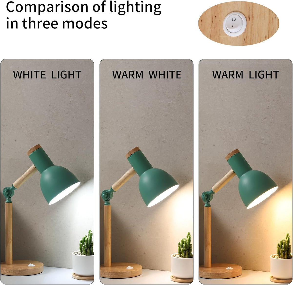 Adjustable Wooden Arm Desk Lamp, Metal Shade Table Lamp