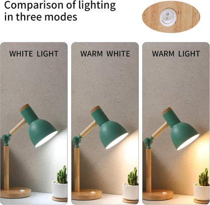 Adjustable Wooden Arm Desk Lamp, Metal Shade Table Lamp