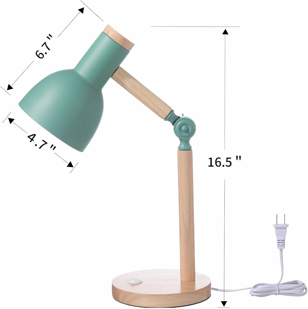Adjustable Wooden Arm Desk Lamp, Metal Shade Table Lamp