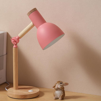 Adjustable Wooden Arm Desk Lamp, Metal Shade Table Lamp