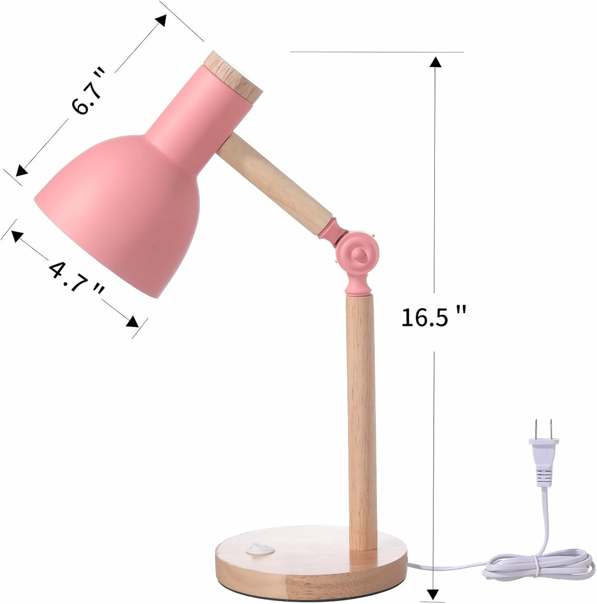 Adjustable Wooden Arm Desk Lamp, Metal Shade Table Lamp