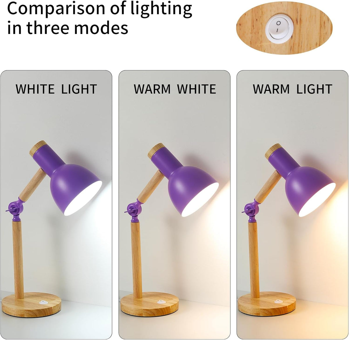 Adjustable Wooden Arm Desk Lamp, Metal Shade Table Lamp