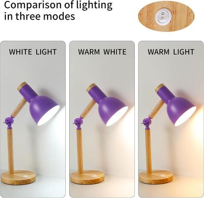 Adjustable Wooden Arm Desk Lamp, Metal Shade Table Lamp