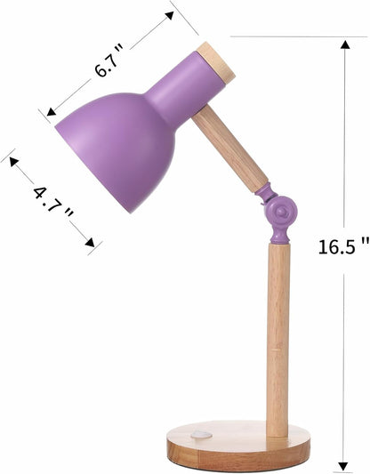 Adjustable Wooden Arm Desk Lamp, Metal Shade Table Lamp