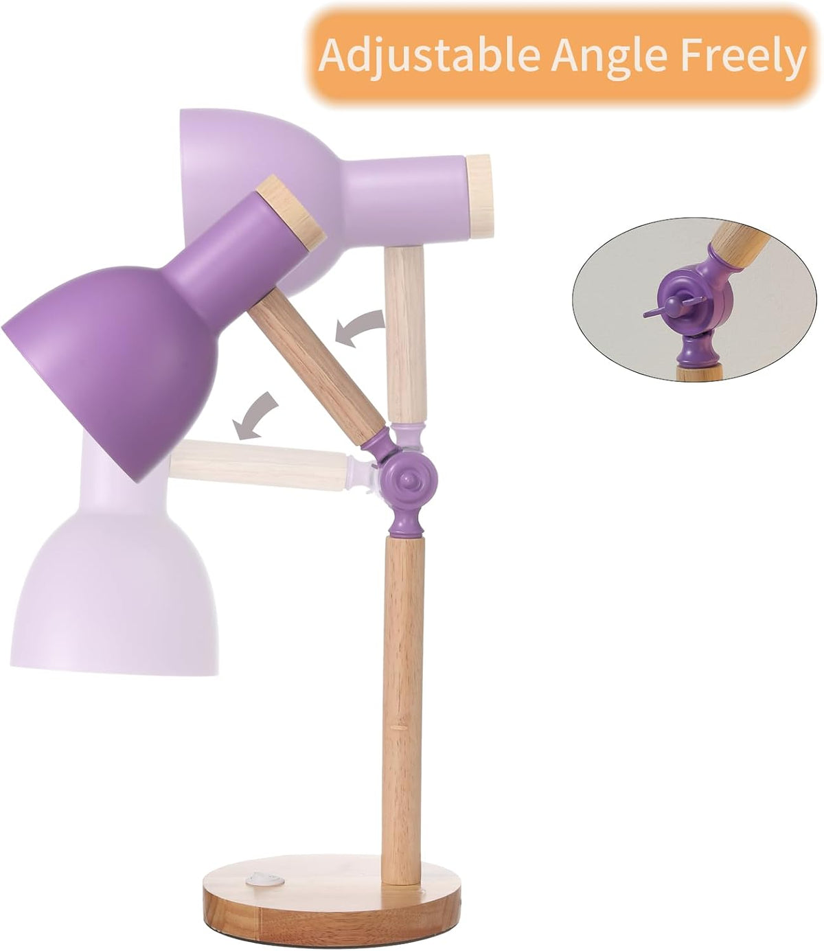 Adjustable Wooden Arm Desk Lamp, Metal Shade Table Lamp