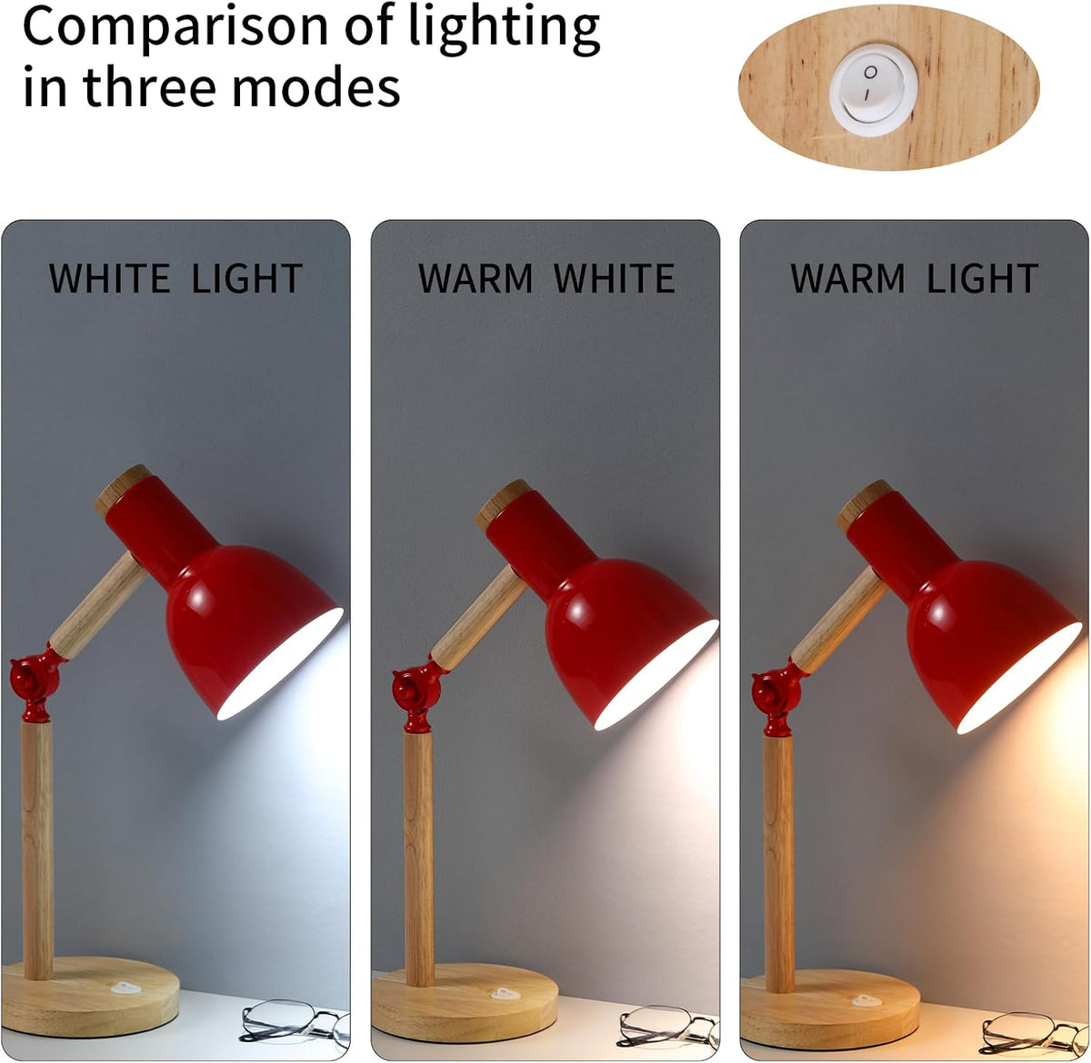 Adjustable Wooden Arm Desk Lamp, Metal Shade Table Lamp