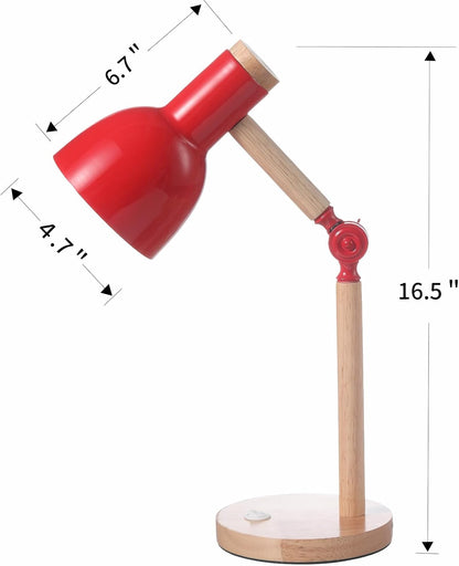 Adjustable Wooden Arm Desk Lamp, Metal Shade Table Lamp