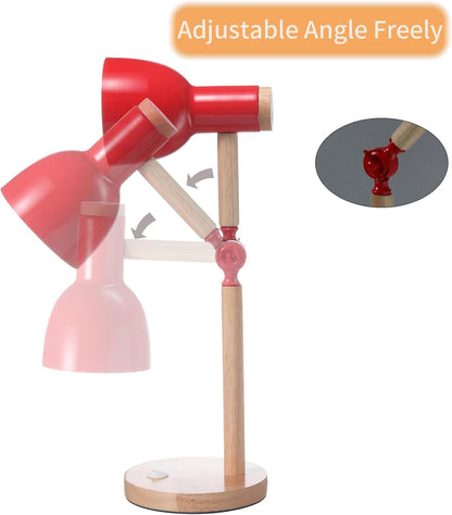 Adjustable Wooden Arm Desk Lamp, Metal Shade Table Lamp