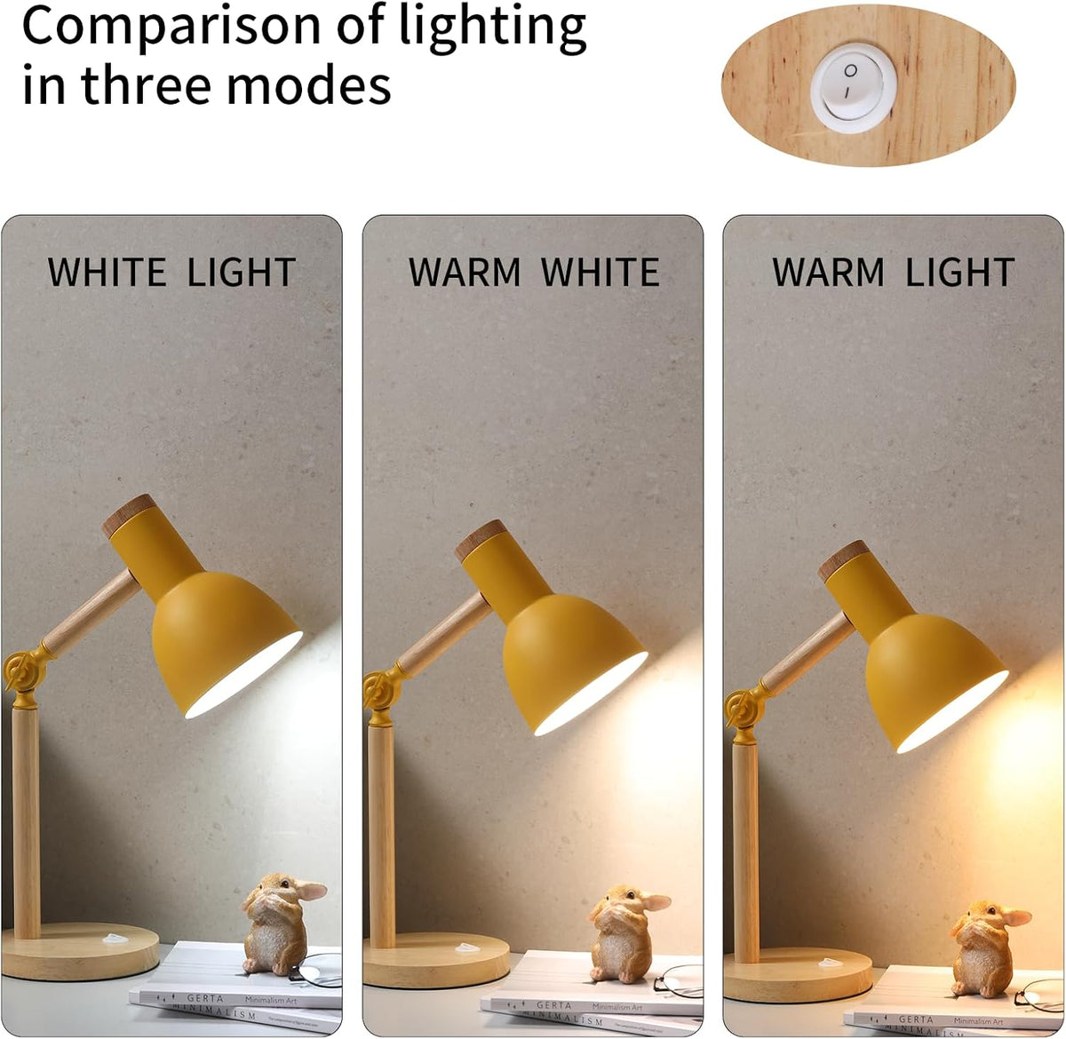Adjustable Wooden Arm Desk Lamp, Metal Shade Table Lamp