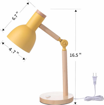 Adjustable Wooden Arm Desk Lamp, Metal Shade Table Lamp