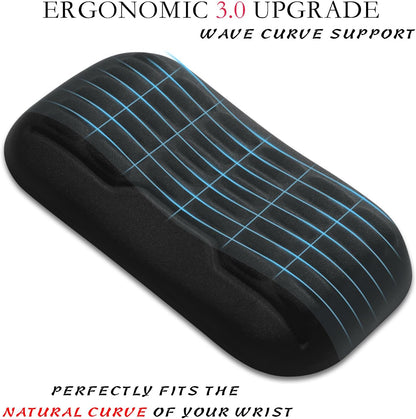 Ergonomic Mouse Wrist Rest,Latest 3.0 Wave Curve Design,High-Resilience Memory Foam Non-Slip Base,Reduces Wrist Fatigue,Ideal for Office Gaming & Long Hours of Use(Black)