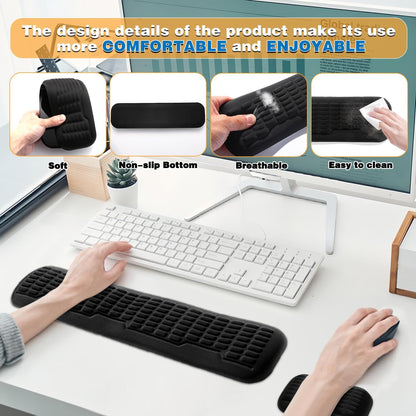 Ergonomic Mouse Wrist Rest,Latest 3.0 Wave Curve Design,High-Resilience Memory Foam Non-Slip Base,Reduces Wrist Fatigue,Ideal for Office Gaming & Long Hours of Use(Black)