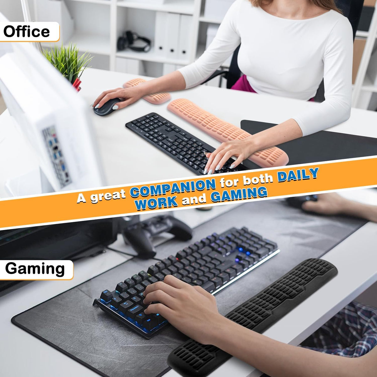 Ergonomic Mouse Wrist Rest,Latest 3.0 Wave Curve Design,High-Resilience Memory Foam Non-Slip Base,Reduces Wrist Fatigue,Ideal for Office Gaming & Long Hours of Use(Black)