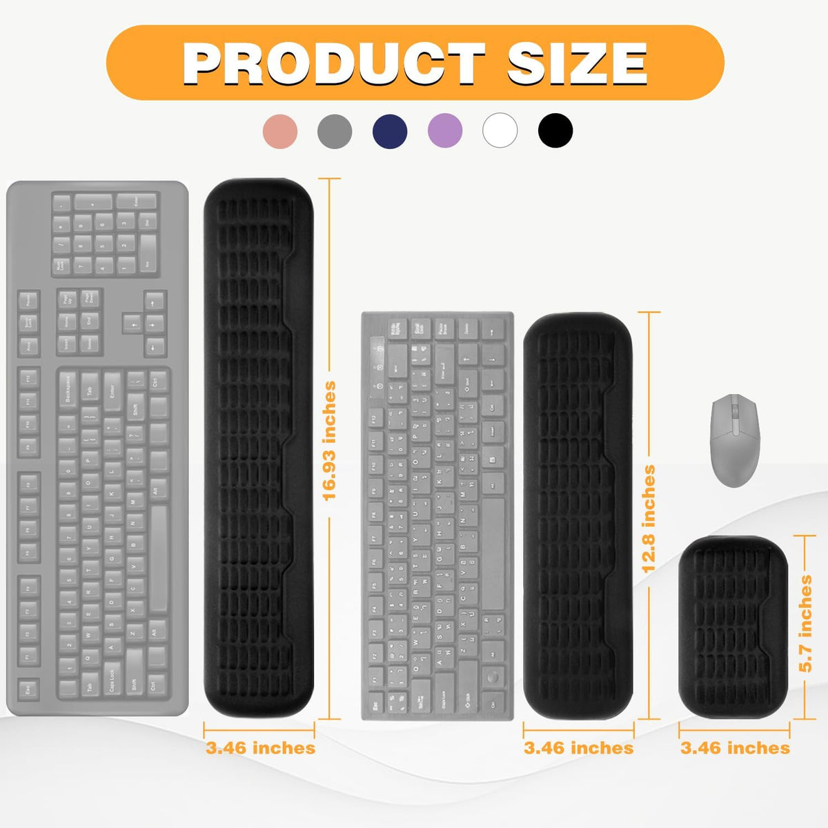 Ergonomic Mouse Wrist Rest,Latest 3.0 Wave Curve Design,High-Resilience Memory Foam Non-Slip Base,Reduces Wrist Fatigue,Ideal for Office Gaming & Long Hours of Use(Black)