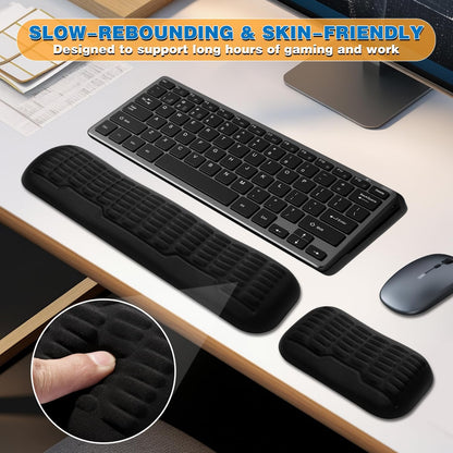 Ergonomic Mouse Wrist Rest,Latest 3.0 Wave Curve Design,High-Resilience Memory Foam Non-Slip Base,Reduces Wrist Fatigue,Ideal for Office Gaming & Long Hours of Use(Black)