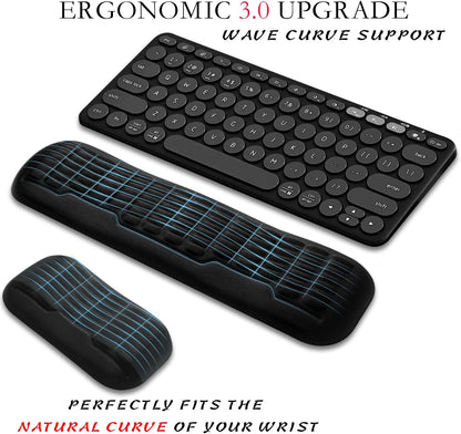 Ergonomic Mouse Wrist Rest,Latest 3.0 Wave Curve Design,High-Resilience Memory Foam Non-Slip Base,Reduces Wrist Fatigue,Ideal for Office Gaming & Long Hours of Use(Black)