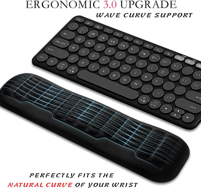Ergonomic Mouse Wrist Rest,Latest 3.0 Wave Curve Design,High-Resilience Memory Foam Non-Slip Base,Reduces Wrist Fatigue,Ideal for Office Gaming & Long Hours of Use(Black)
