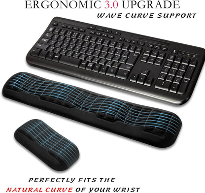 Ergonomic Mouse Wrist Rest,Latest 3.0 Wave Curve Design,High-Resilience Memory Foam Non-Slip Base,Reduces Wrist Fatigue,Ideal for Office Gaming & Long Hours of Use(Black)