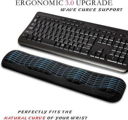Ergonomic Mouse Wrist Rest,Latest 3.0 Wave Curve Design,High-Resilience Memory Foam Non-Slip Base,Reduces Wrist Fatigue,Ideal for Office Gaming & Long Hours of Use(Black)