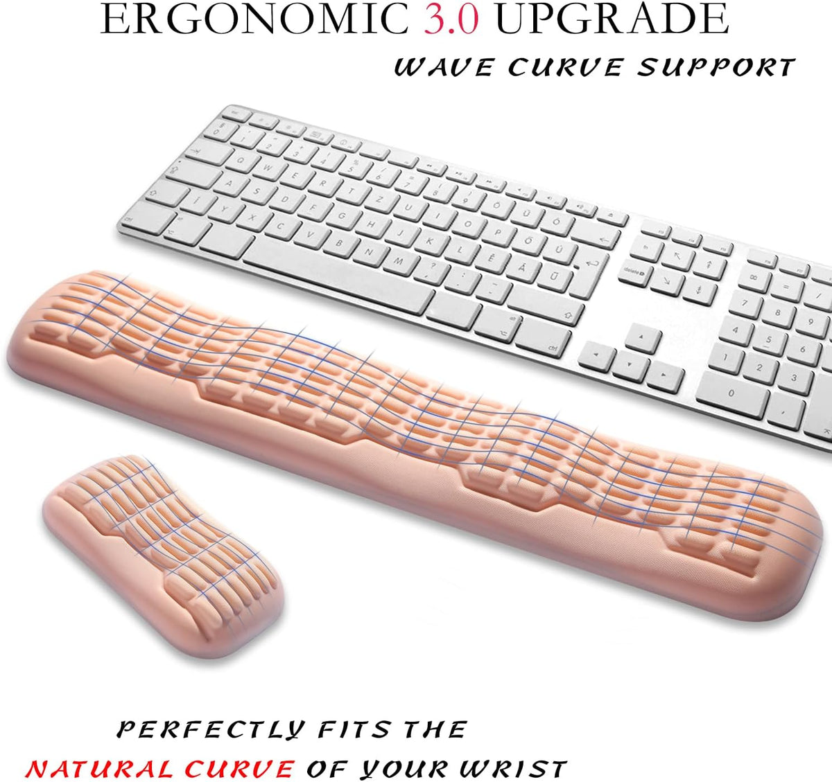Ergonomic Mouse Wrist Rest,Latest 3.0 Wave Curve Design,High-Resilience Memory Foam Non-Slip Base,Reduces Wrist Fatigue,Ideal for Office Gaming & Long Hours of Use(Black)