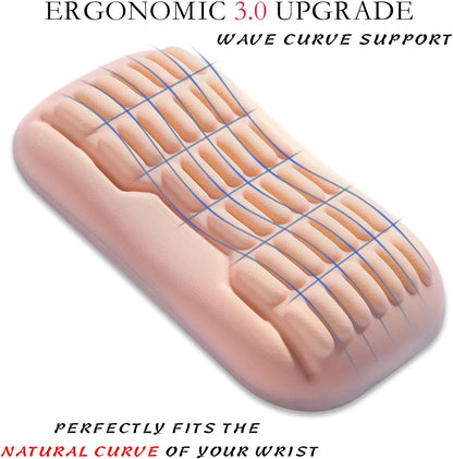 Ergonomic Mouse Wrist Rest,Latest 3.0 Wave Curve Design,High-Resilience Memory Foam Non-Slip Base,Reduces Wrist Fatigue,Ideal for Office Gaming & Long Hours of Use(Black)