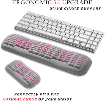 Ergonomic Mouse Wrist Rest,Latest 3.0 Wave Curve Design,High-Resilience Memory Foam Non-Slip Base,Reduces Wrist Fatigue,Ideal for Office Gaming & Long Hours of Use(Black)