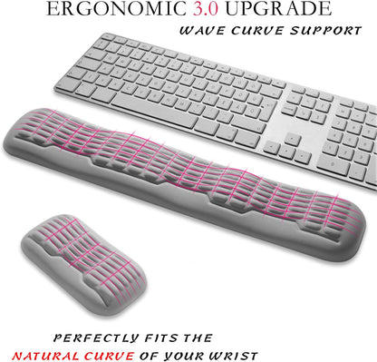 Ergonomic Mouse Wrist Rest,Latest 3.0 Wave Curve Design,High-Resilience Memory Foam Non-Slip Base,Reduces Wrist Fatigue,Ideal for Office Gaming & Long Hours of Use(Black)