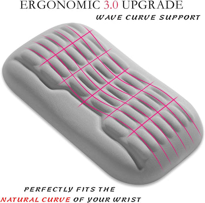 Ergonomic Mouse Wrist Rest,Latest 3.0 Wave Curve Design,High-Resilience Memory Foam Non-Slip Base,Reduces Wrist Fatigue,Ideal for Office Gaming & Long Hours of Use(Black)