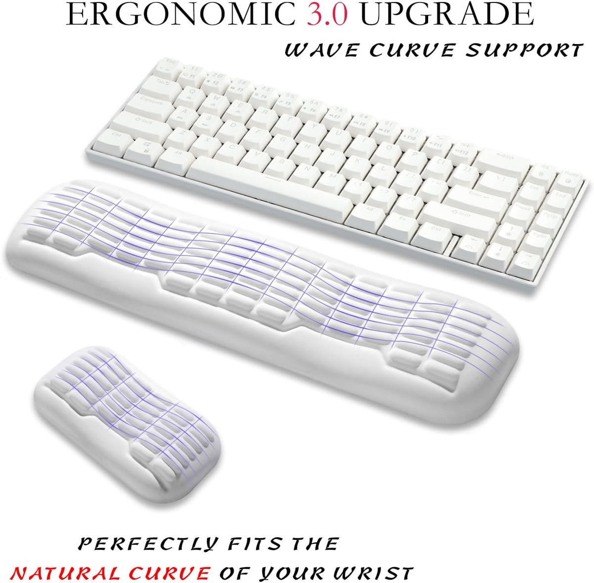 Ergonomic Mouse Wrist Rest,Latest 3.0 Wave Curve Design,High-Resilience Memory Foam Non-Slip Base,Reduces Wrist Fatigue,Ideal for Office Gaming & Long Hours of Use(Black)