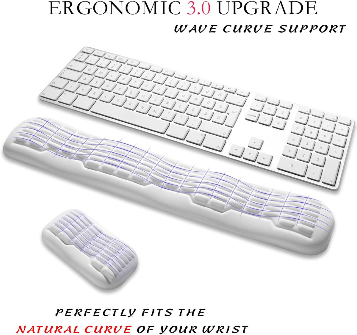 Ergonomic Mouse Wrist Rest,Latest 3.0 Wave Curve Design,High-Resilience Memory Foam Non-Slip Base,Reduces Wrist Fatigue,Ideal for Office Gaming & Long Hours of Use(Black)