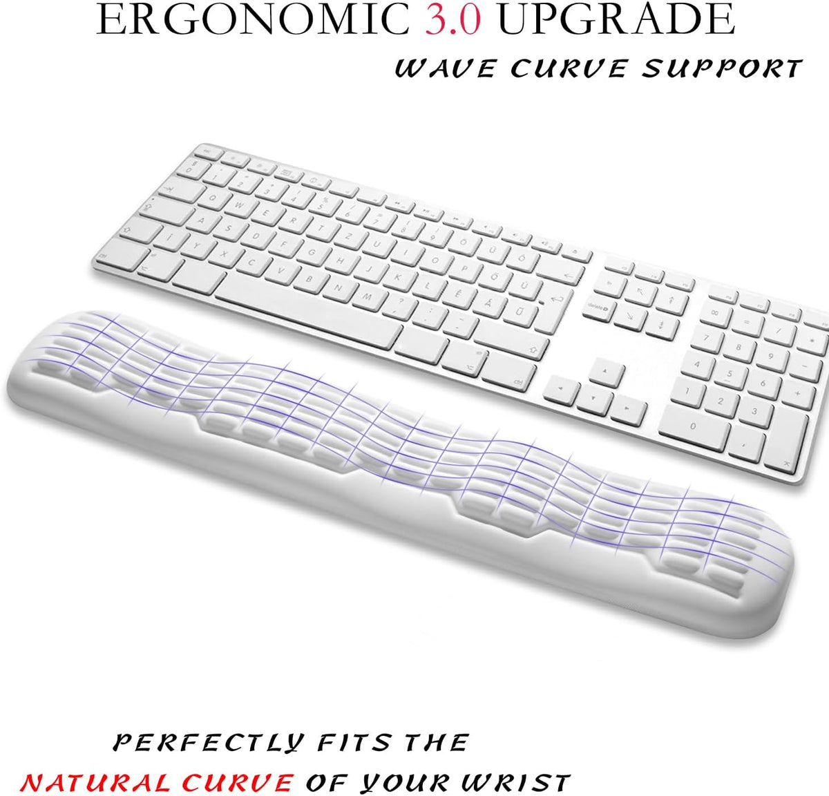 Ergonomic Mouse Wrist Rest,Latest 3.0 Wave Curve Design,High-Resilience Memory Foam Non-Slip Base,Reduces Wrist Fatigue,Ideal for Office Gaming & Long Hours of Use(Black)