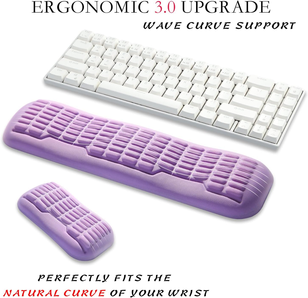 Ergonomic Mouse Wrist Rest,Latest 3.0 Wave Curve Design,High-Resilience Memory Foam Non-Slip Base,Reduces Wrist Fatigue,Ideal for Office Gaming & Long Hours of Use(Black)