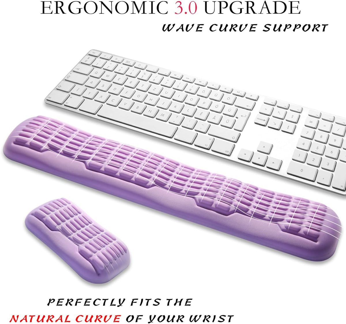 Ergonomic Mouse Wrist Rest,Latest 3.0 Wave Curve Design,High-Resilience Memory Foam Non-Slip Base,Reduces Wrist Fatigue,Ideal for Office Gaming & Long Hours of Use(Black)