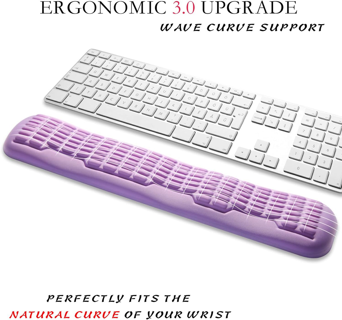 Ergonomic Mouse Wrist Rest,Latest 3.0 Wave Curve Design,High-Resilience Memory Foam Non-Slip Base,Reduces Wrist Fatigue,Ideal for Office Gaming & Long Hours of Use(Black)