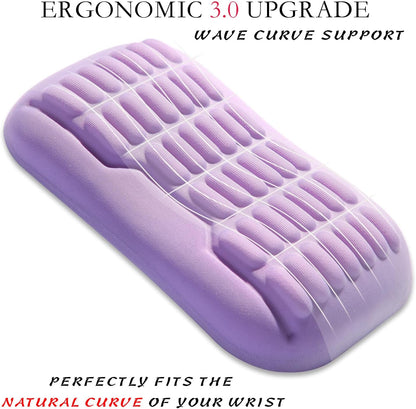 Ergonomic Mouse Wrist Rest,Latest 3.0 Wave Curve Design,High-Resilience Memory Foam Non-Slip Base,Reduces Wrist Fatigue,Ideal for Office Gaming & Long Hours of Use(Black)