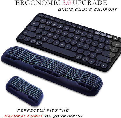 Ergonomic Mouse Wrist Rest,Latest 3.0 Wave Curve Design,High-Resilience Memory Foam Non-Slip Base,Reduces Wrist Fatigue,Ideal for Office Gaming & Long Hours of Use(Black)