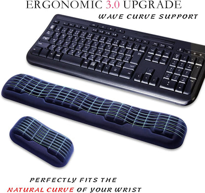 Ergonomic Mouse Wrist Rest,Latest 3.0 Wave Curve Design,High-Resilience Memory Foam Non-Slip Base,Reduces Wrist Fatigue,Ideal for Office Gaming & Long Hours of Use(Black)