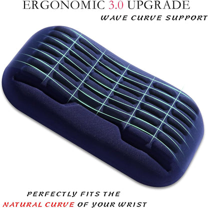 Ergonomic Mouse Wrist Rest,Latest 3.0 Wave Curve Design,High-Resilience Memory Foam Non-Slip Base,Reduces Wrist Fatigue,Ideal for Office Gaming & Long Hours of Use(Black)