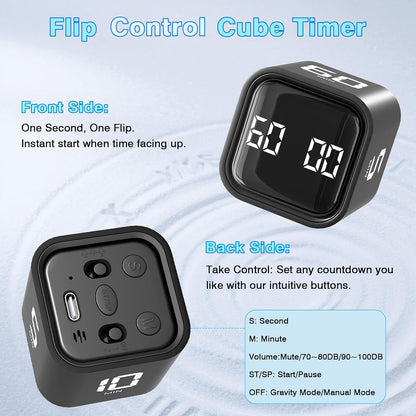 Cube Pomodoro Timer, Smart Timer 5/10/30/60 Minutes Custom Countdown