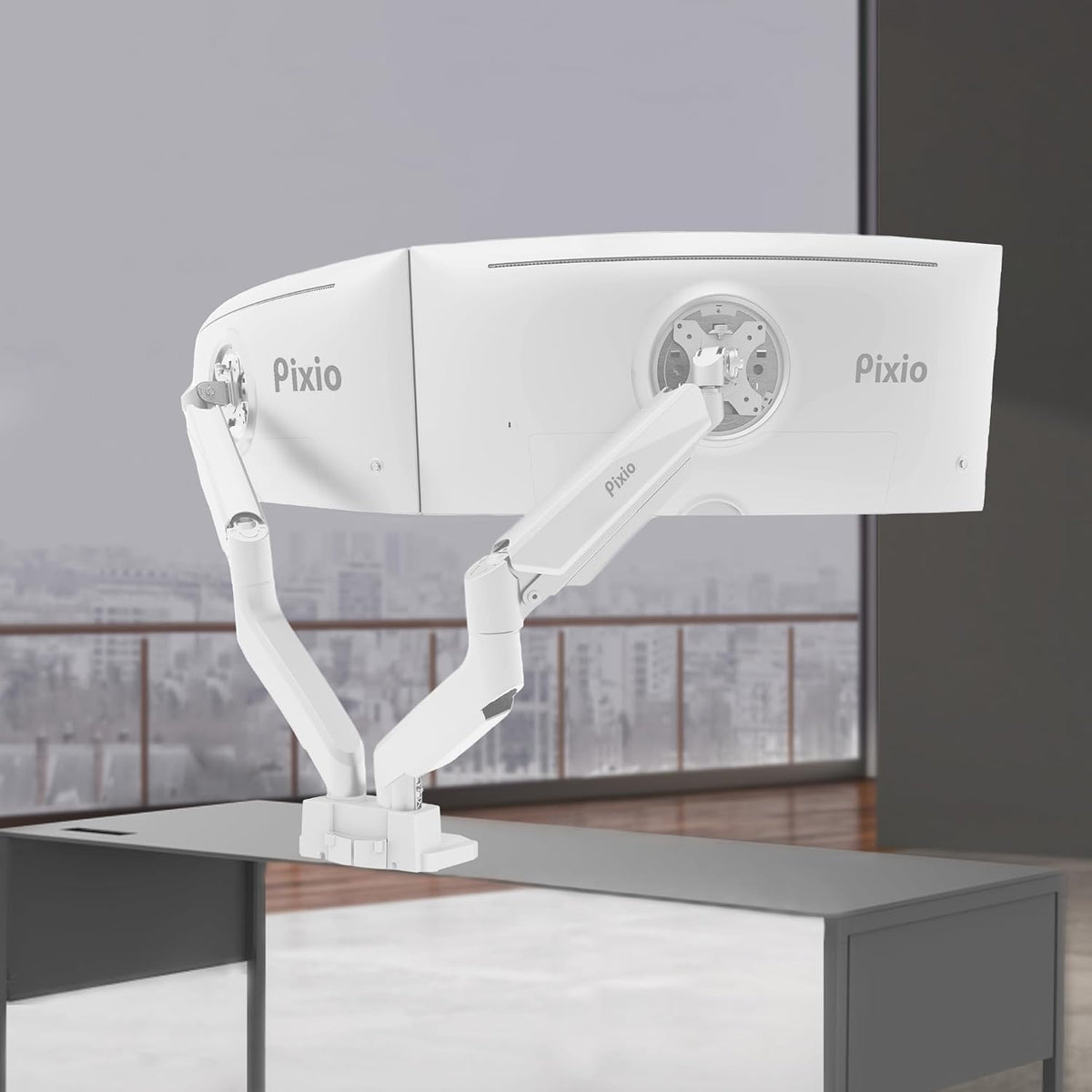 PS2D White Ultrawide Heavy-Duty Premium Dual Monitor Arm Stand Desk Mount - Fits up to 35 inches Two Monitors, Weights up to 33 lbs Each, Compatible with VESA 75x75mm 100x100mm