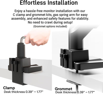 PS2D White Ultrawide Heavy-Duty Premium Dual Monitor Arm Stand Desk Mount - Fits up to 35 inches Two Monitors, Weights up to 33 lbs Each, Compatible with VESA 75x75mm 100x100mm