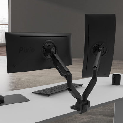 PS2D White Ultrawide Heavy-Duty Premium Dual Monitor Arm Stand Desk Mount - Fits up to 35 inches Two Monitors, Weights up to 33 lbs Each, Compatible with VESA 75x75mm 100x100mm