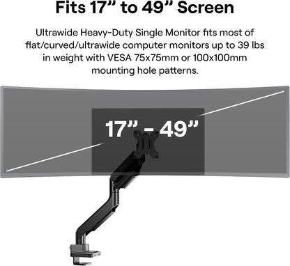 PS2D White Ultrawide Heavy-Duty Premium Dual Monitor Arm Stand Desk Mount - Fits up to 35 inches Two Monitors, Weights up to 33 lbs Each, Compatible with VESA 75x75mm 100x100mm