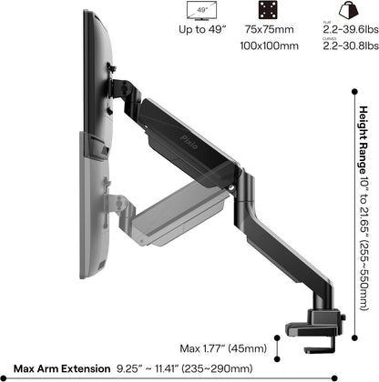 PS2D White Ultrawide Heavy-Duty Premium Dual Monitor Arm Stand Desk Mount - Fits up to 35 inches Two Monitors, Weights up to 33 lbs Each, Compatible with VESA 75x75mm 100x100mm