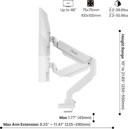 PS2D White Ultrawide Heavy-Duty Premium Dual Monitor Arm Stand Desk Mount - Fits up to 35 inches Two Monitors, Weights up to 33 lbs Each, Compatible with VESA 75x75mm 100x100mm