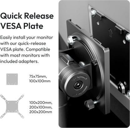 PS2D White Ultrawide Heavy-Duty Premium Dual Monitor Arm Stand Desk Mount - Fits up to 35 inches Two Monitors, Weights up to 33 lbs Each, Compatible with VESA 75x75mm 100x100mm