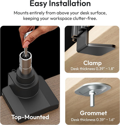 PS2D White Ultrawide Heavy-Duty Premium Dual Monitor Arm Stand Desk Mount - Fits up to 35 inches Two Monitors, Weights up to 33 lbs Each, Compatible with VESA 75x75mm 100x100mm