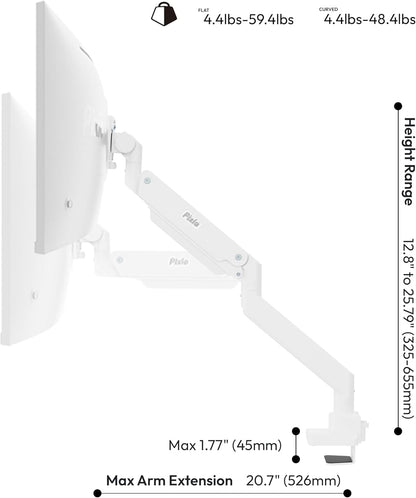 PS2D White Ultrawide Heavy-Duty Premium Dual Monitor Arm Stand Desk Mount - Fits up to 35 inches Two Monitors, Weights up to 33 lbs Each, Compatible with VESA 75x75mm 100x100mm