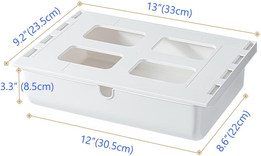 Under Desk Drawer Self-Stick Storage Organizer for Office Home School, Holders for Desk Accessories, Large Size, White